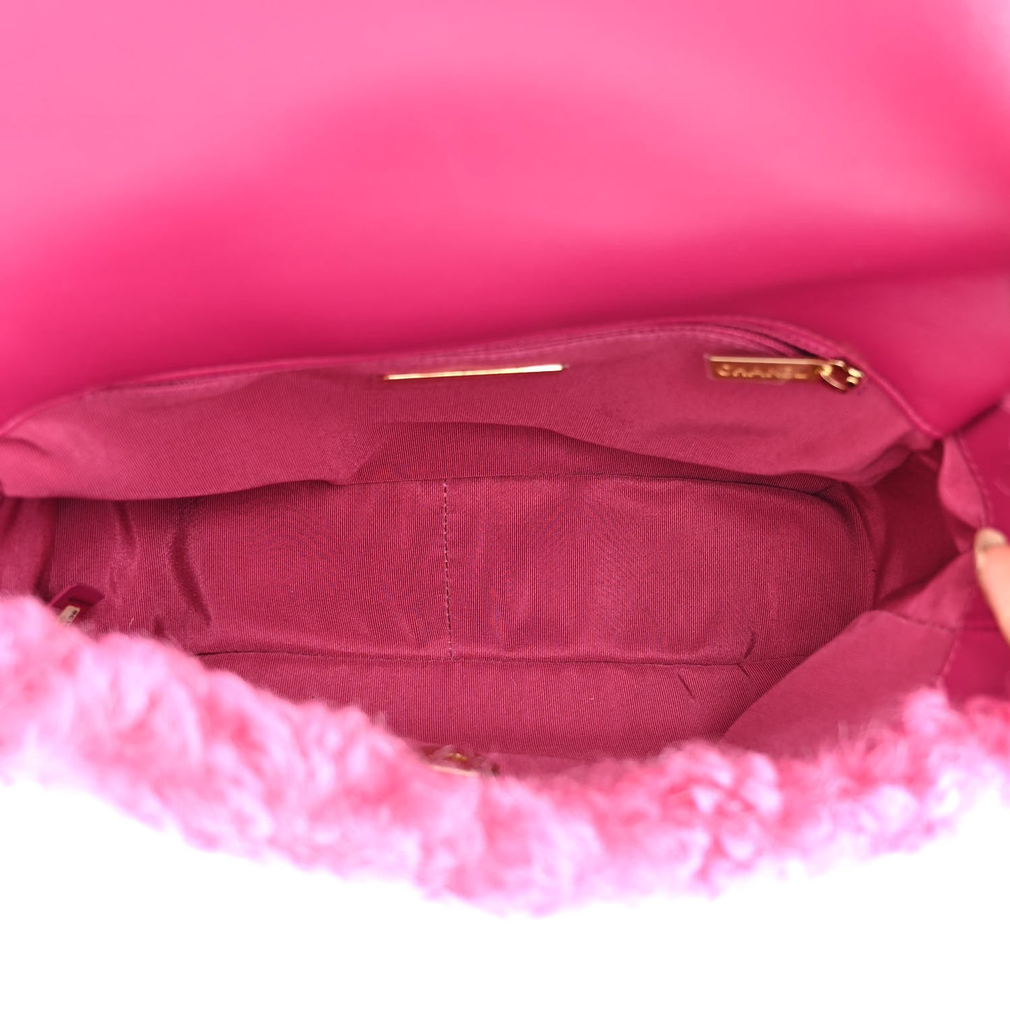 Shearling Sheepskin Medium Chanel 19 Flap Pink
