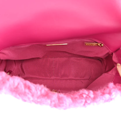 Chanel Shearling Sheepskin Medium Chanel 19 Flap Pink 5 of 10