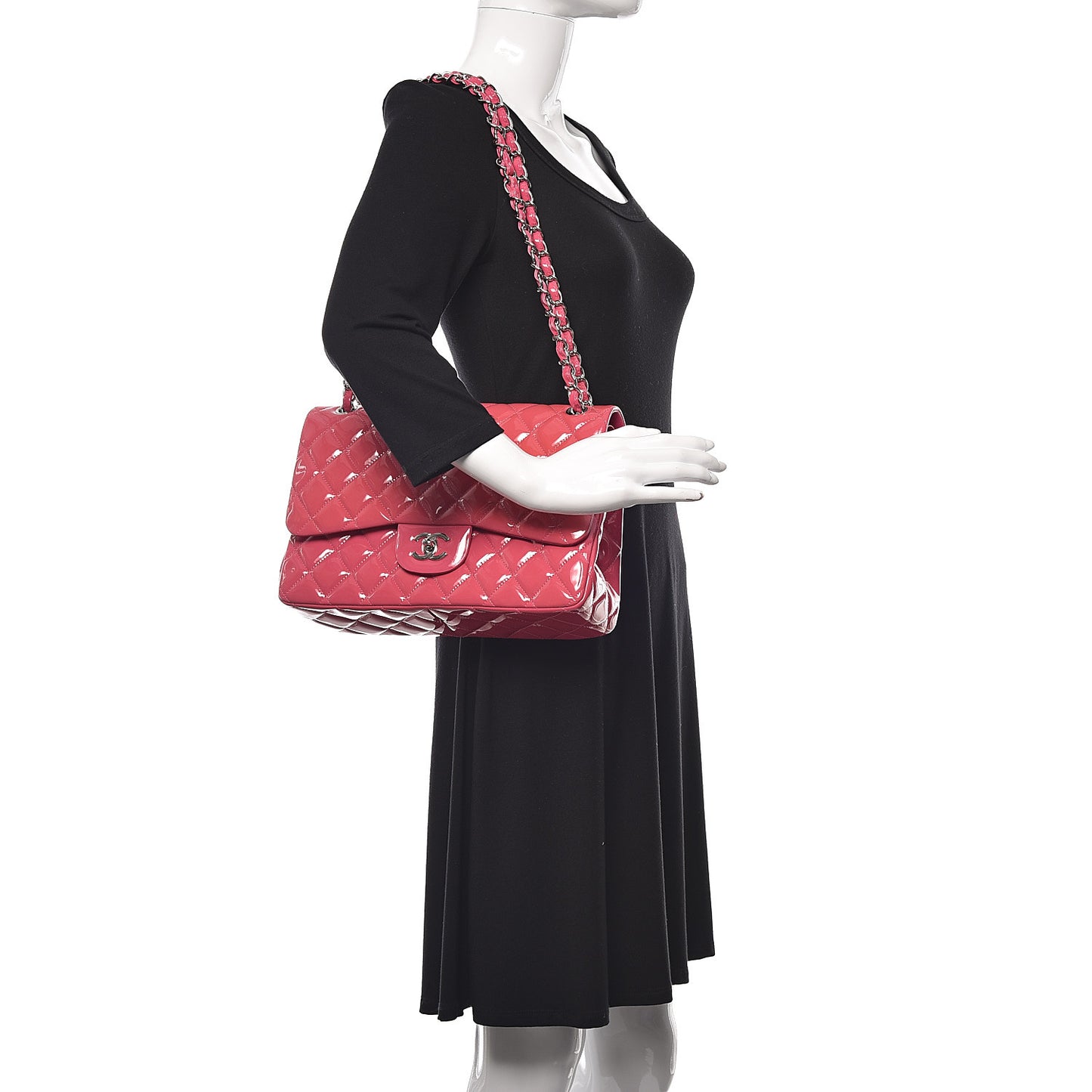 Patent Quilted Jumbo Double Flap Pink
