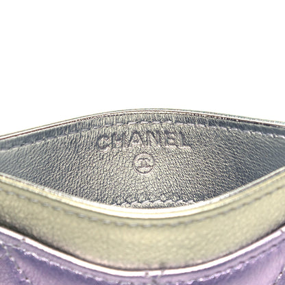Chanel Gradient Metallic Calfskin Quilted Card Holder Silver Blue Yellow Purple 7 of 9