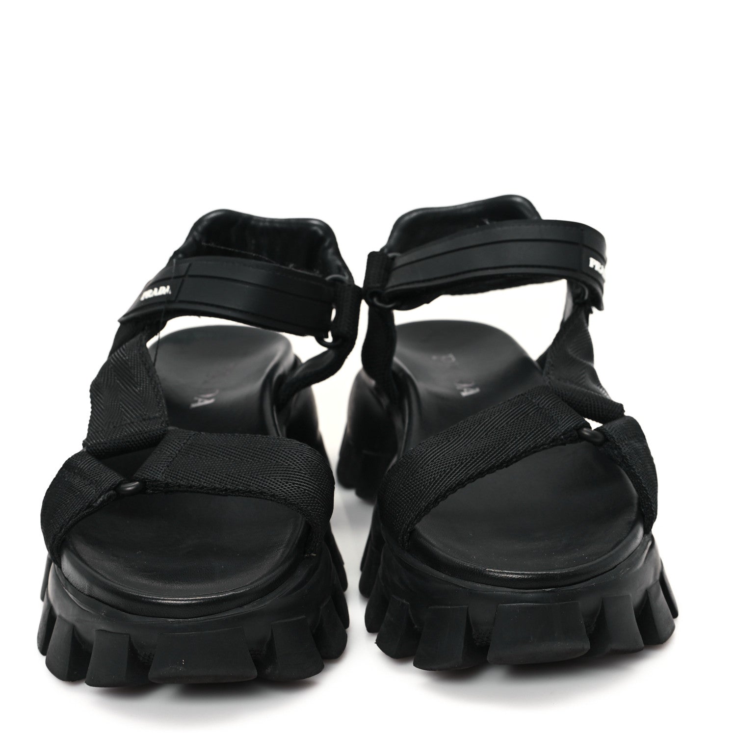 Prada Rubber Nylon Velcro Womens Cloudbust Thunder 50mm Sandals 37 Black 3 of 9