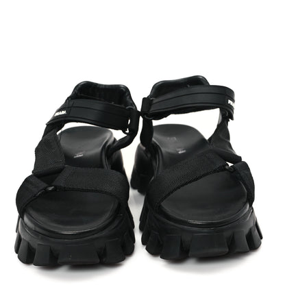 Prada Rubber Nylon Velcro Womens Cloudbust Thunder 50mm Sandals 37 Black 3 of 9