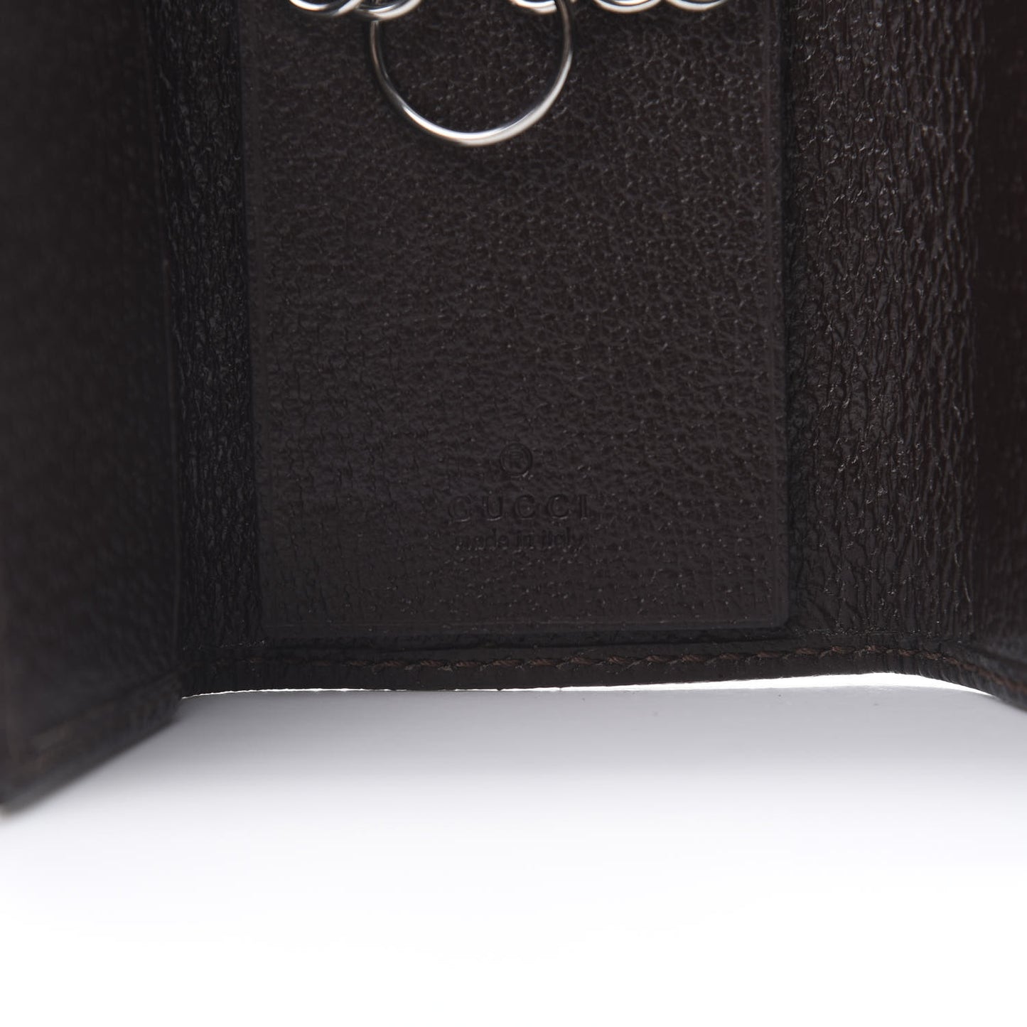Monogram Textured Calfskin Metal Bar 6 Key Holder Case Beige Ebony Cocoa