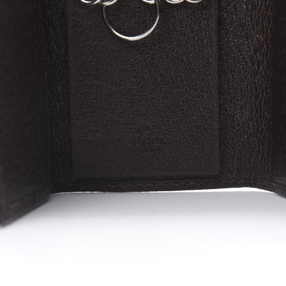 Gucci Monogram Textured Calfskin Metal Bar 6 Key Holder Case Beige Ebony Cocoa 6 of 11