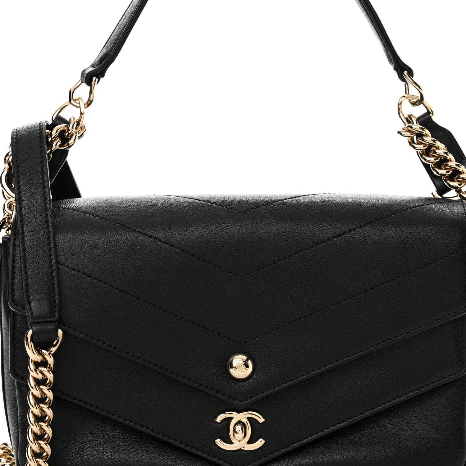 Chanel Sheepskin Chevron Quilted Mini Double Chevron Flap Black 8 of 14