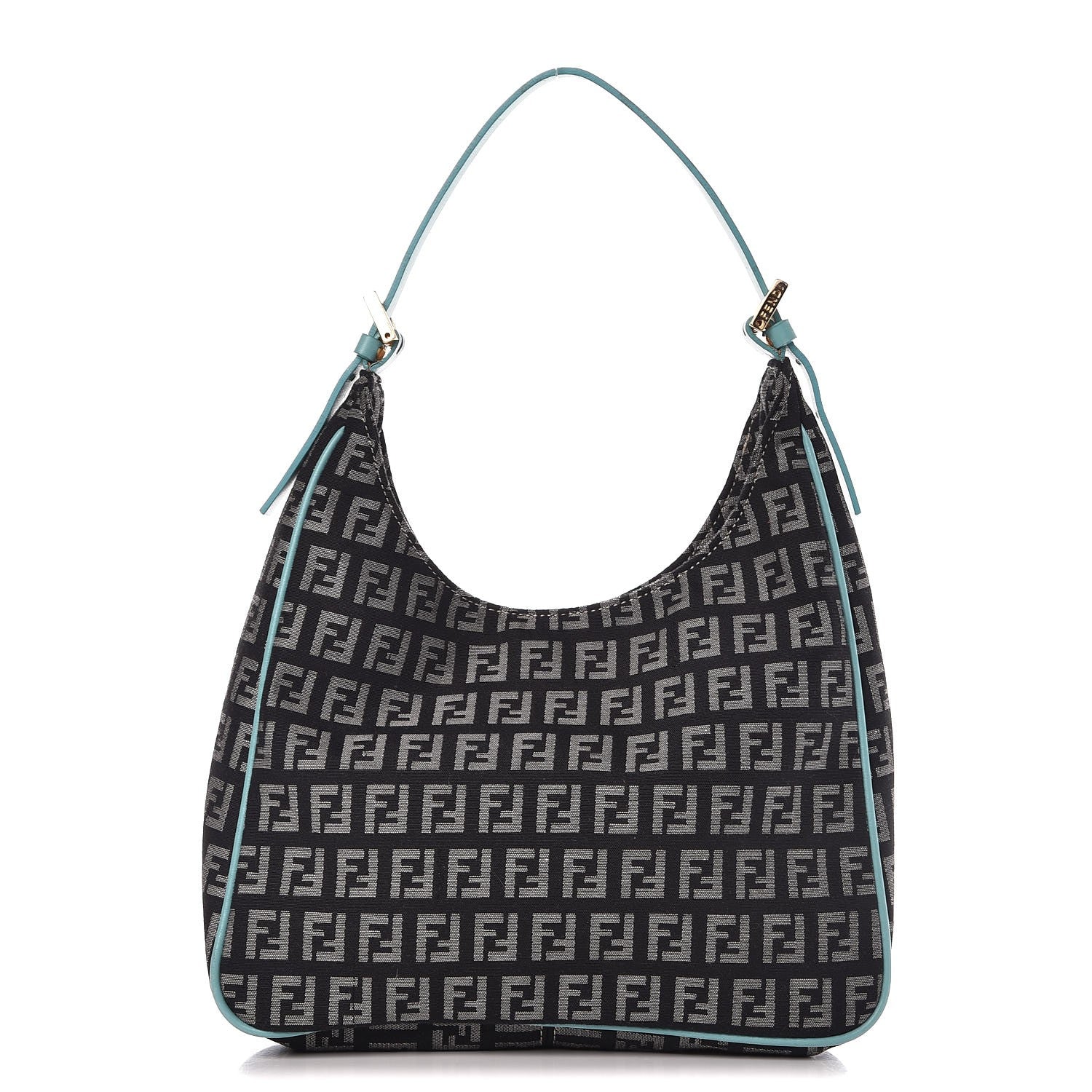 Fendi Zucchino Mini Hobo Black White Azzurro 1 of 9