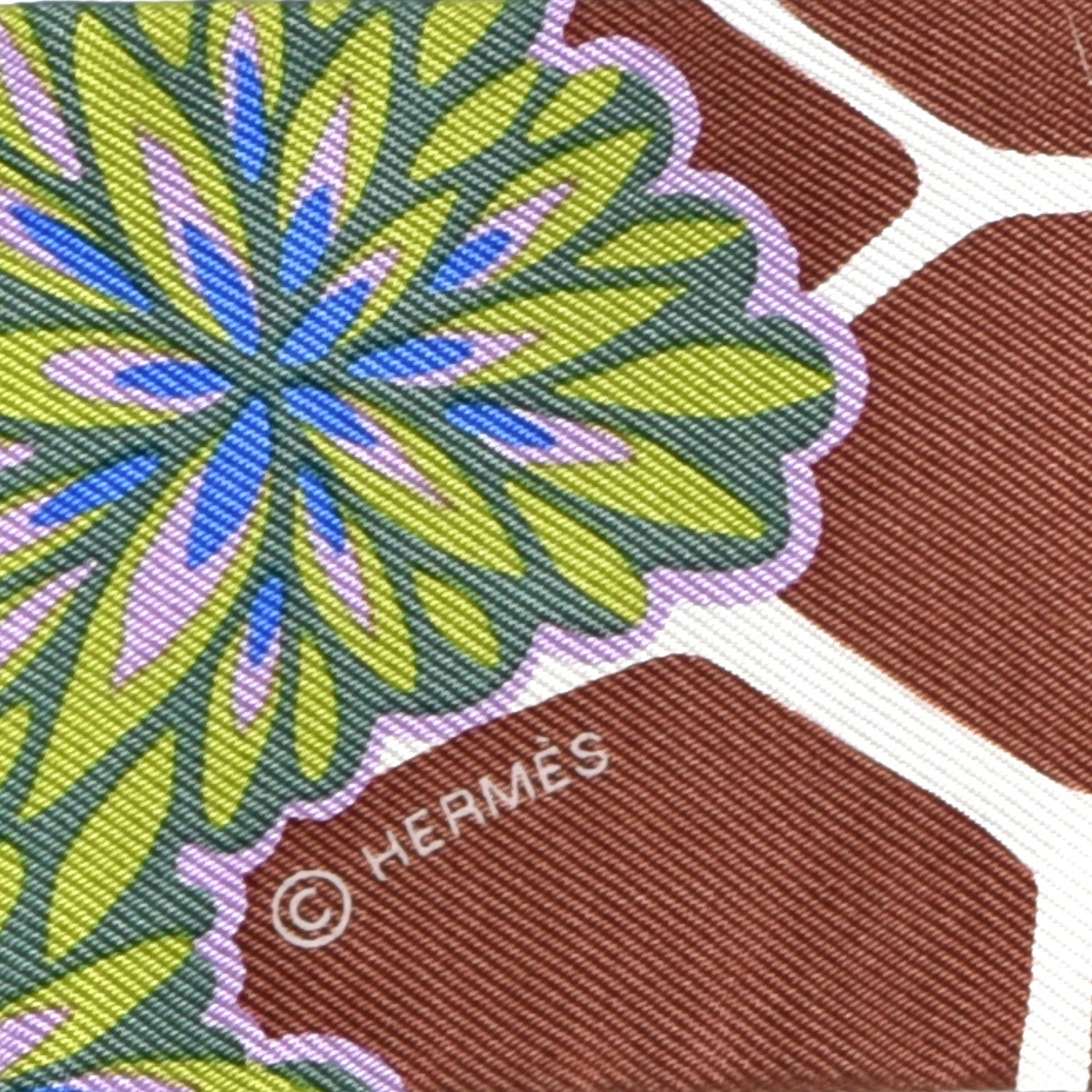 Hermes Silk The Three Graces Twilly Bleu Vert Marron 3 of 4