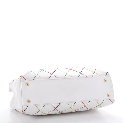 Chanel Calfskin Multicolor Stitch Tote White 4 of 18