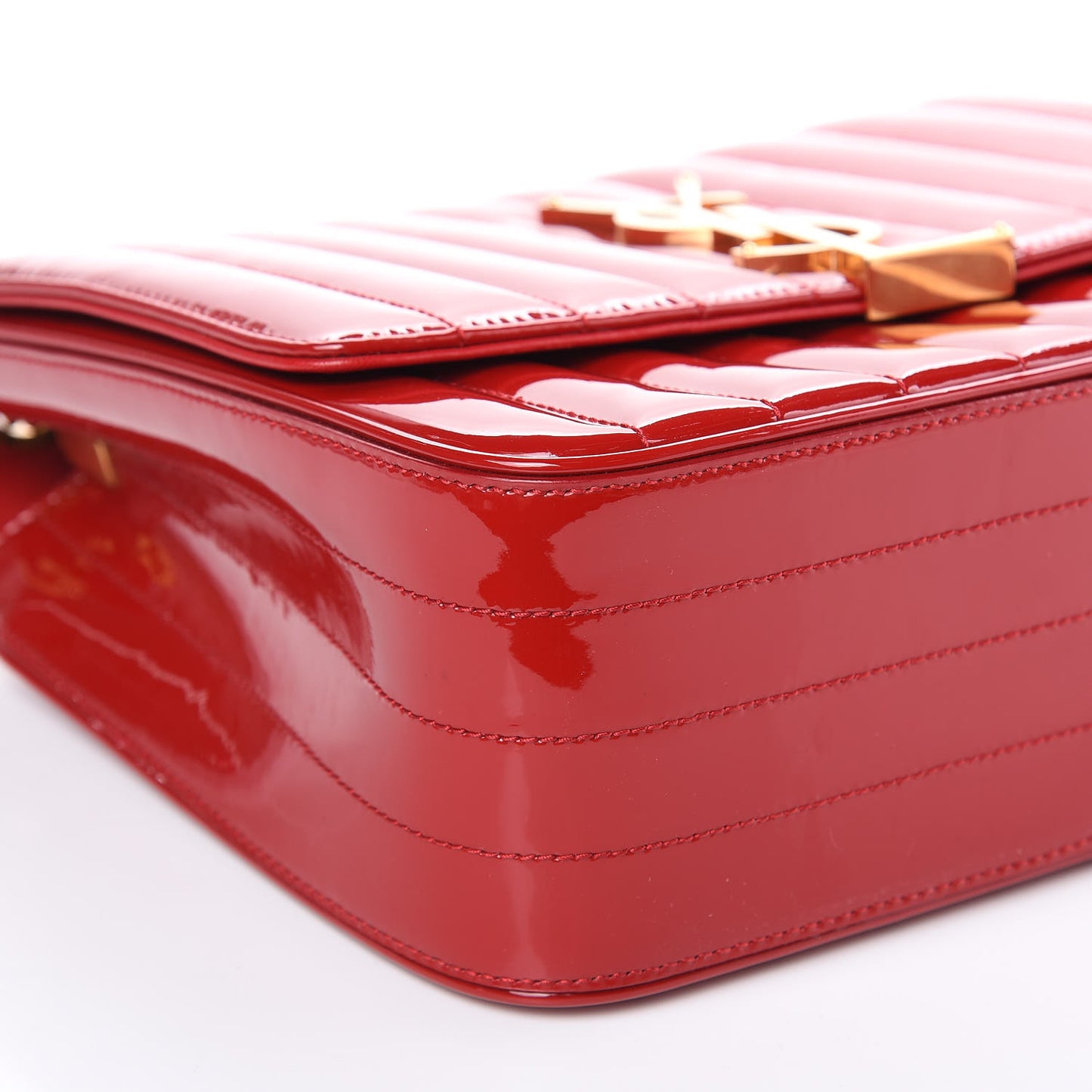 Patent Matelasse Monogram Large Vicky Chain Bag Rouge Eros