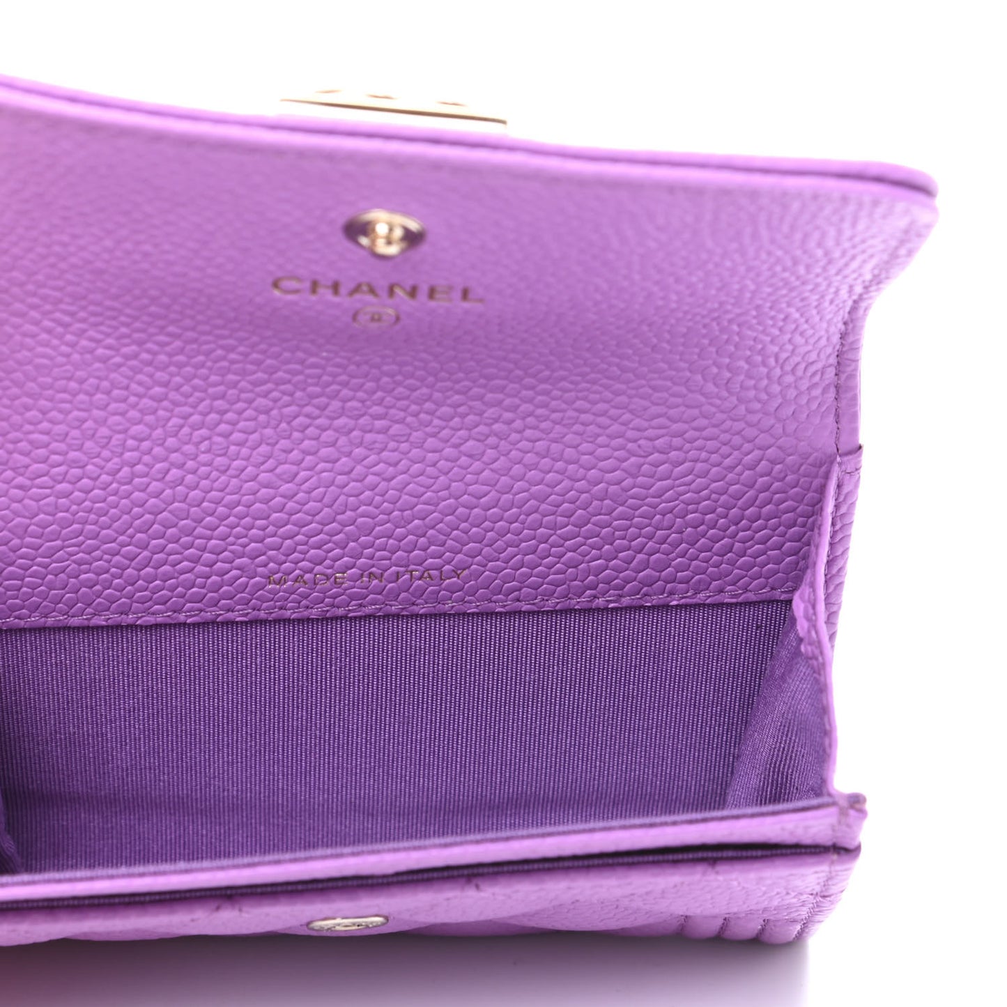 Caviar Quilted Boy Flap Card Holder Purple