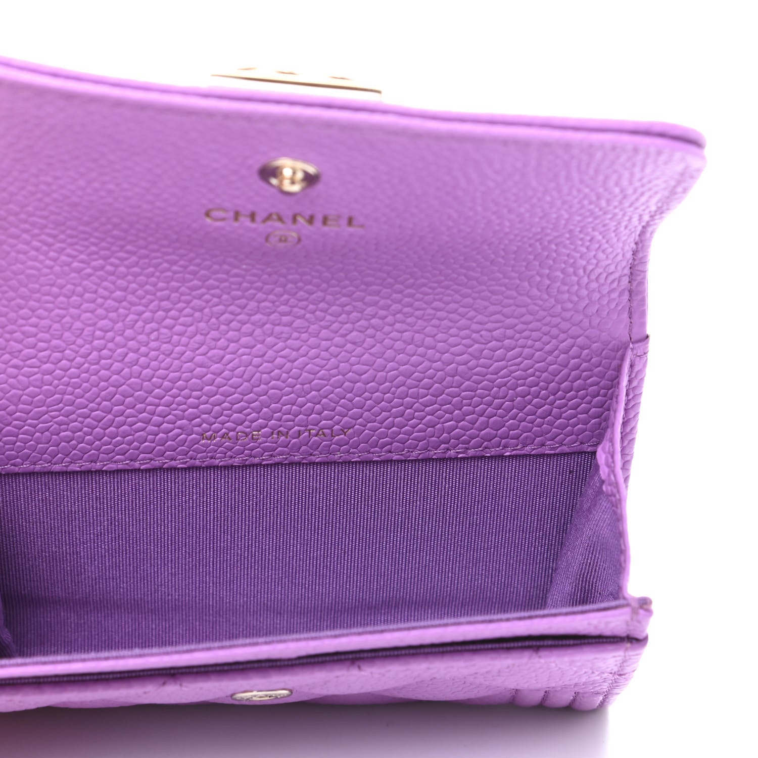 Chanel Caviar Quilted Boy Flap Card Holder Purple 5 of 10