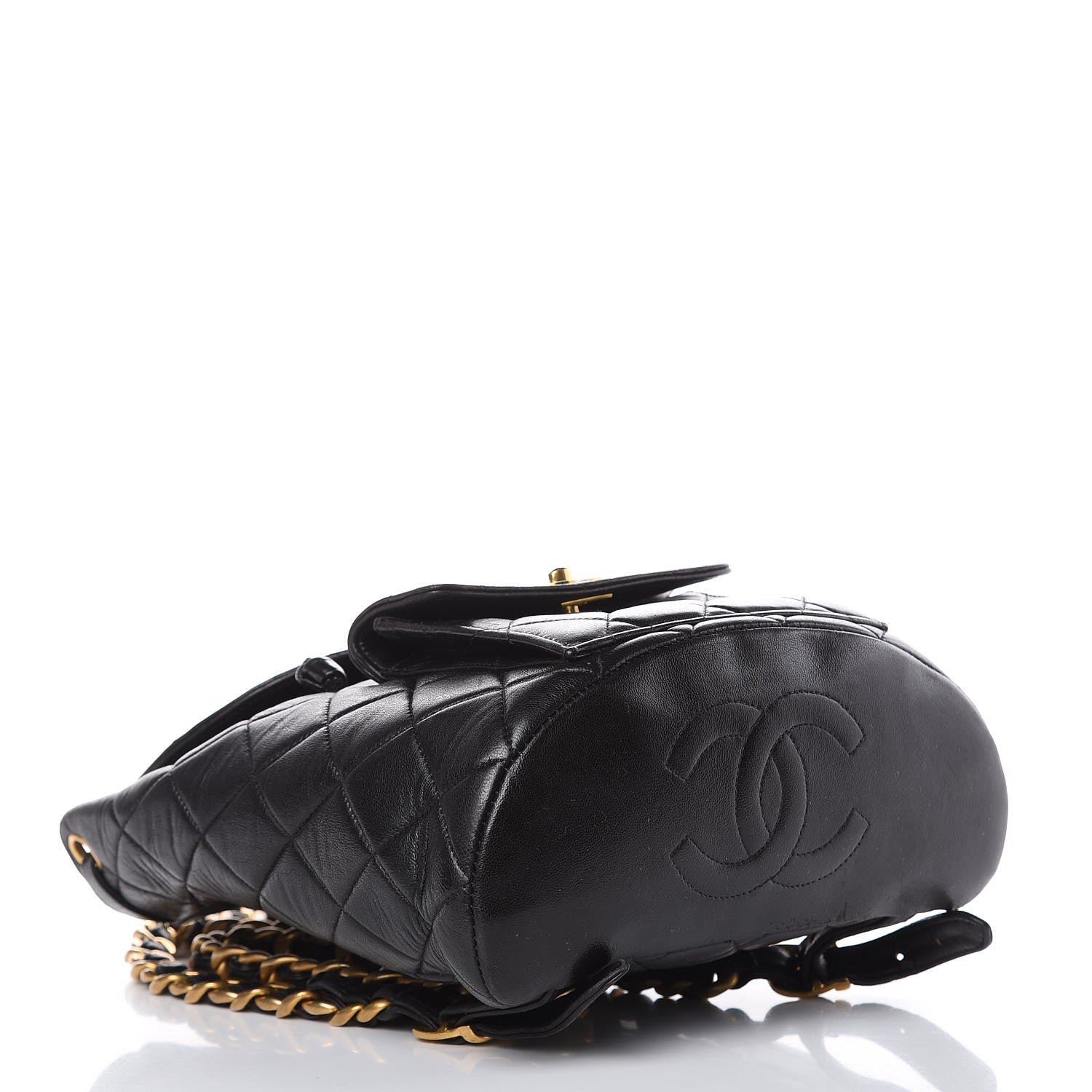 Chanel Lambskin Quilted Drawstring Backpack Black 4 of 16