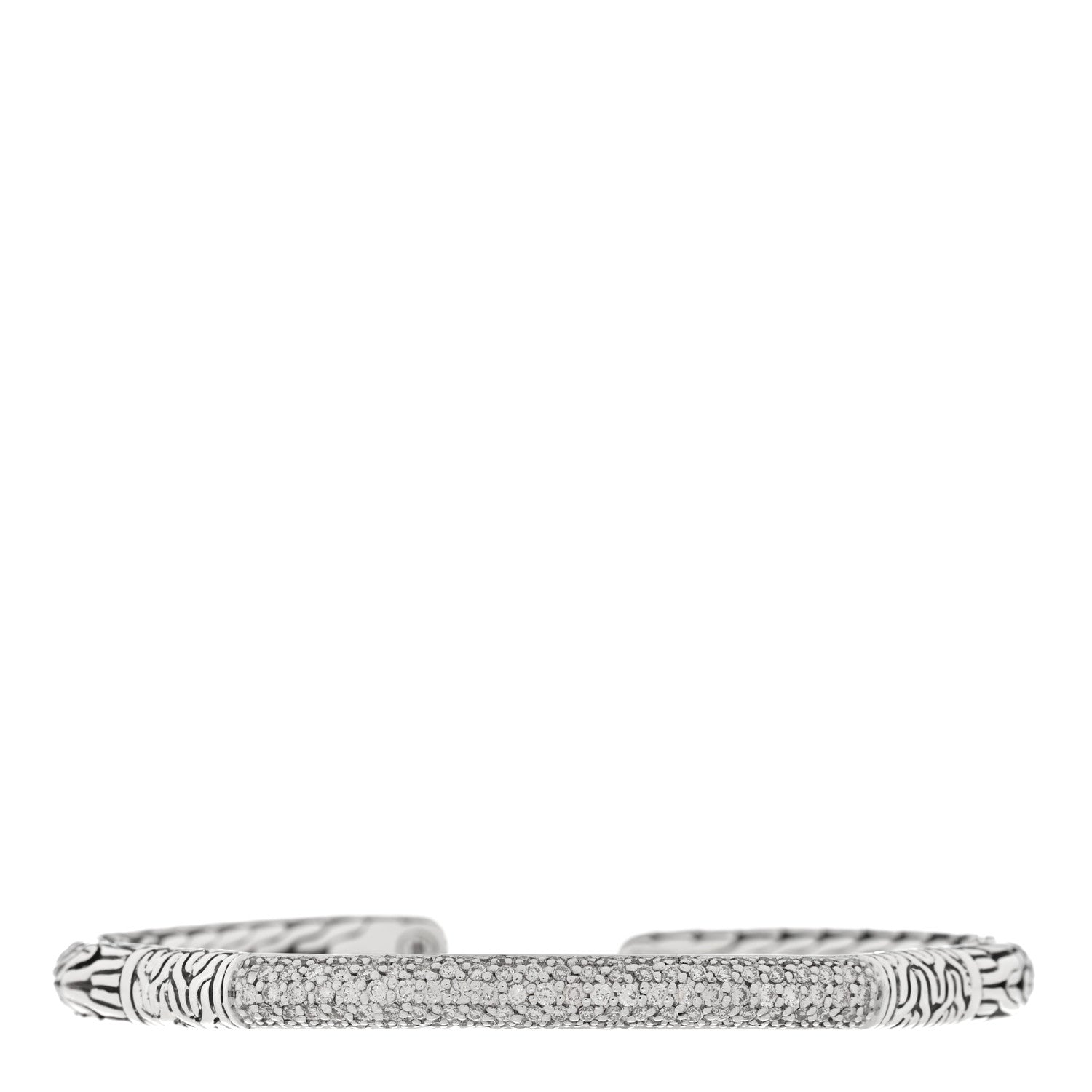 John Hardy Sterling Silver Diamond Classic Chain Cuff Bracelet 1 of 3