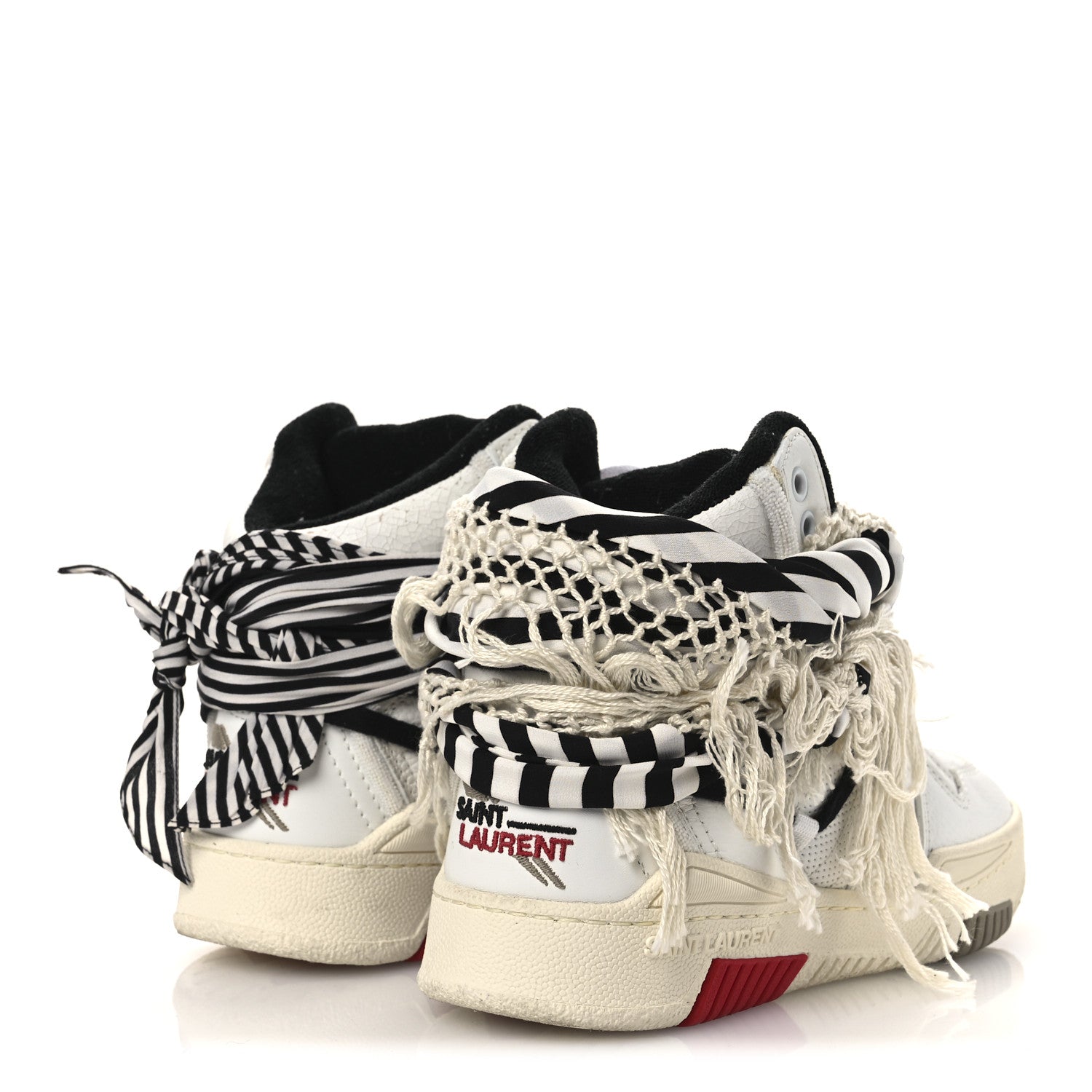 Saint Laurent Calfskin Smith High Top Sneakers 36 White Black 5 of 12