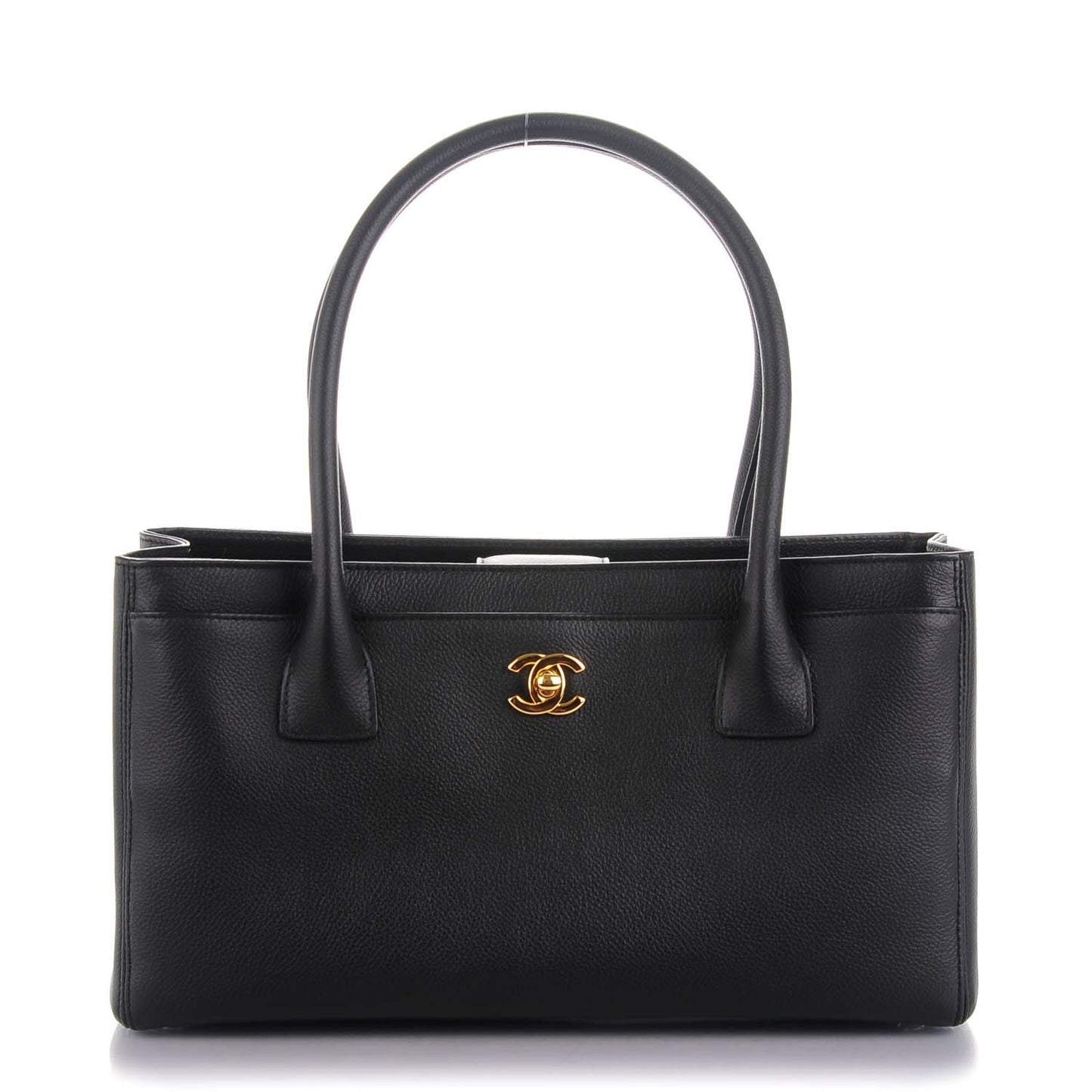 Calfskin Small Cerf Shopper Tote Black