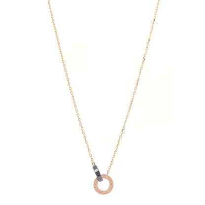 Cartier 18K Pink Gold Black Ceramic Diamond Interlocking LOVE Necklace 1 of 5