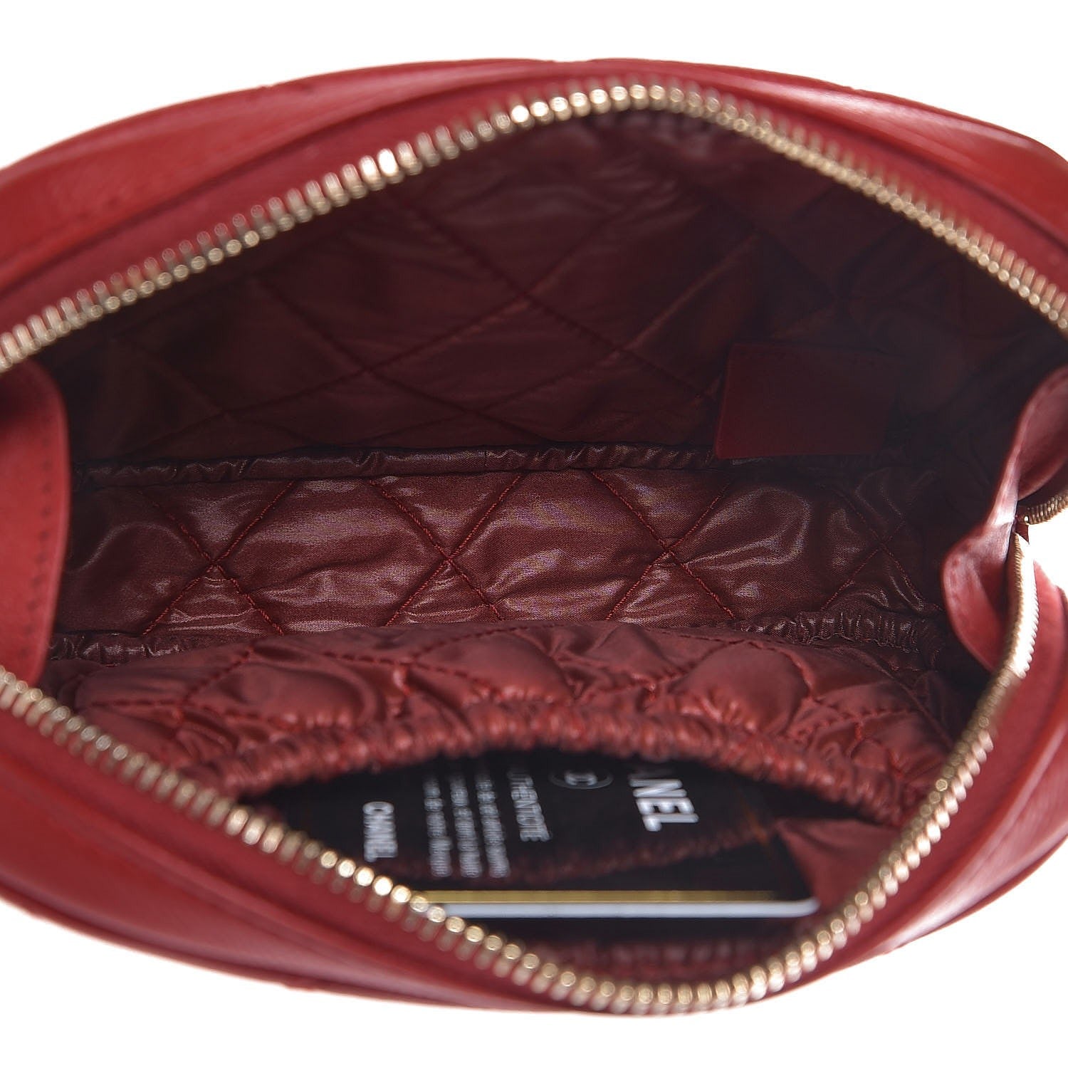 Chanel Caviar Quilted Small Curvy Pouch Cosmetic Case Dark Red 5 of 8