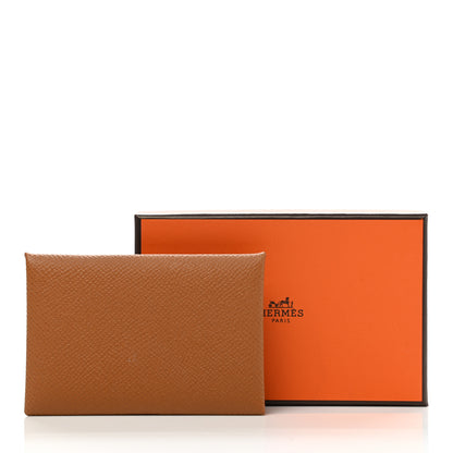 Hermes Epsom Calvi Card Case Gold 10 of 10