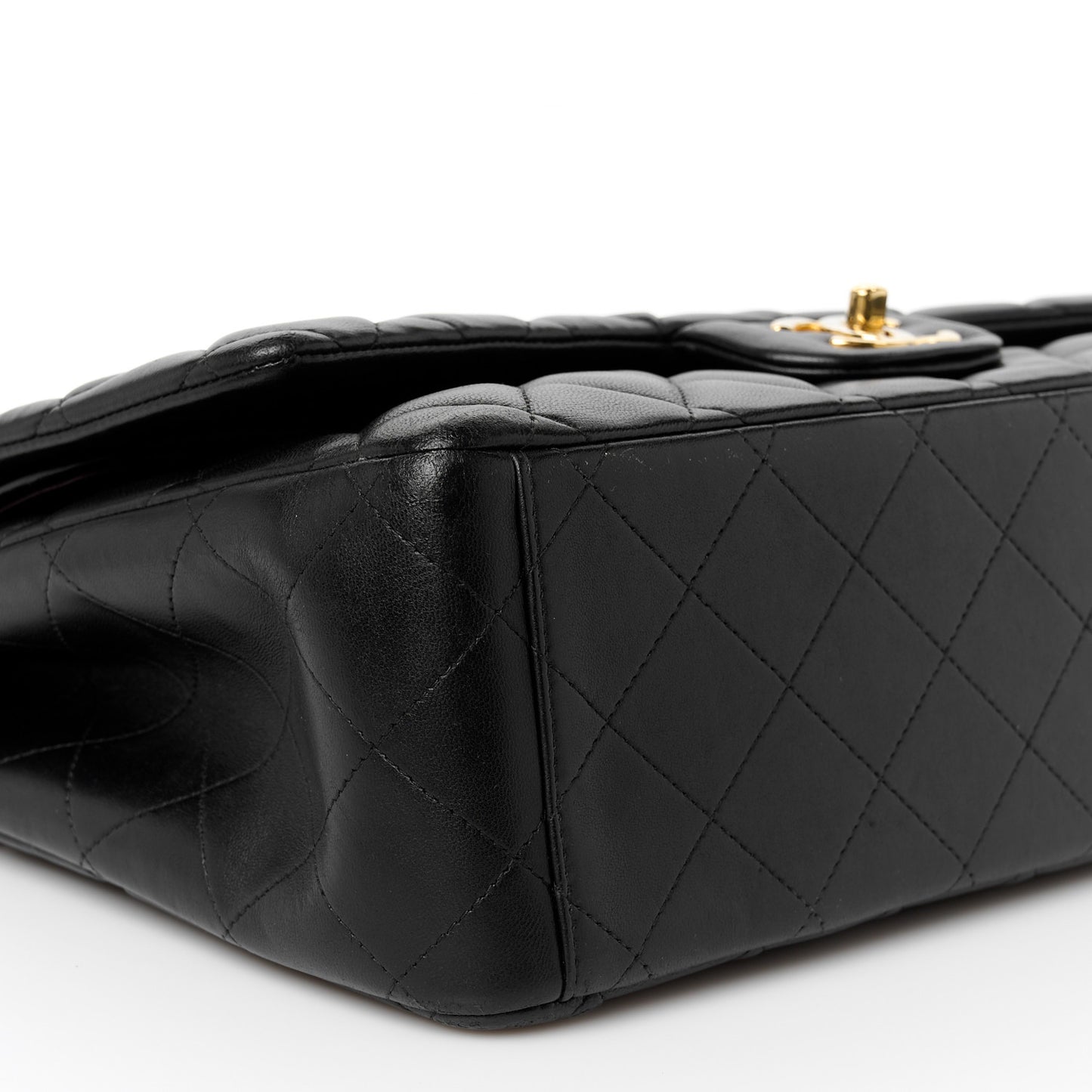 Lambskin Quilted Maxi Double Flap Black