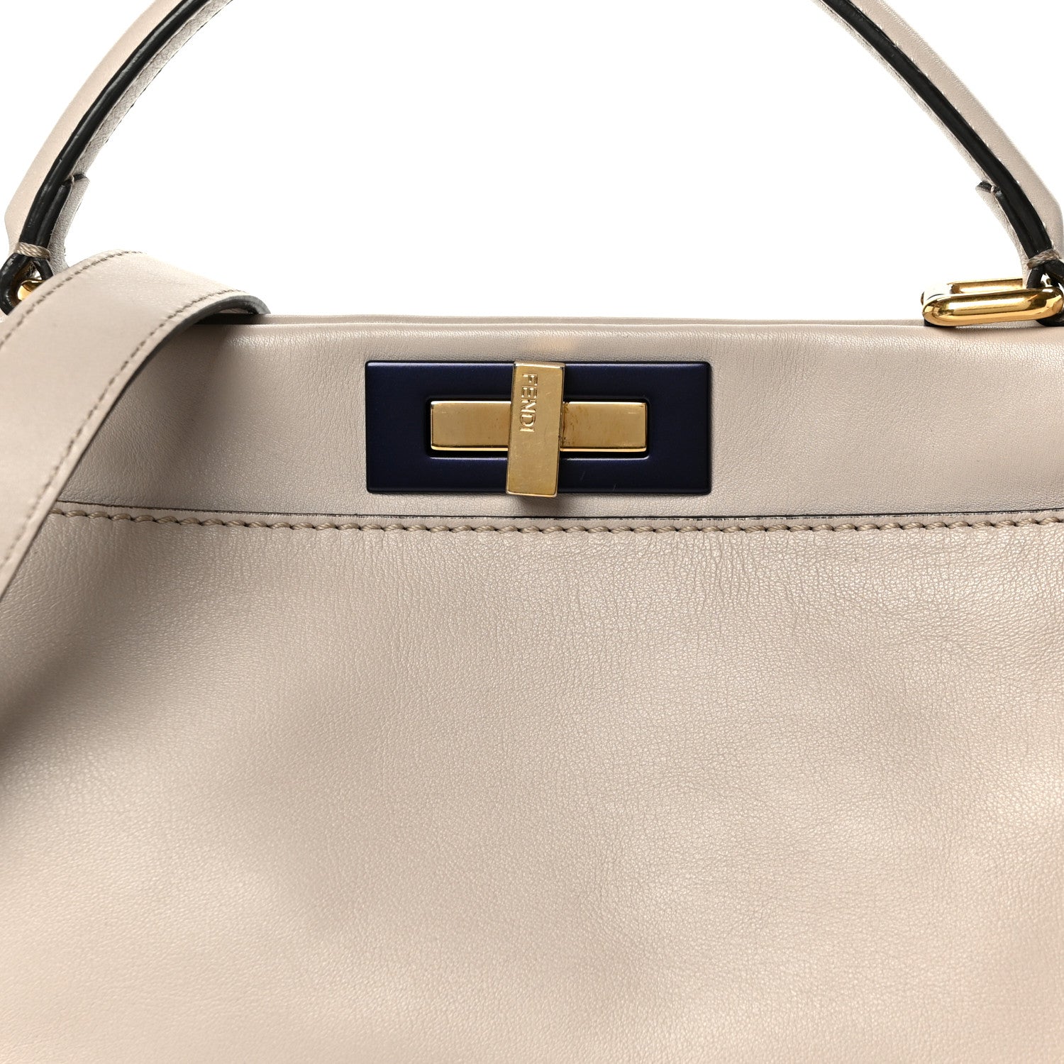 Fendi Vitello Seta Shiny Nappa Medium Peekaboo Iconic Satchel Grigio Polvere Magenta 10 of 12