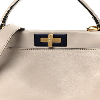 Fendi Vitello Seta Shiny Nappa Medium Peekaboo Iconic Satchel Grigio Polvere Magenta 10 of 12