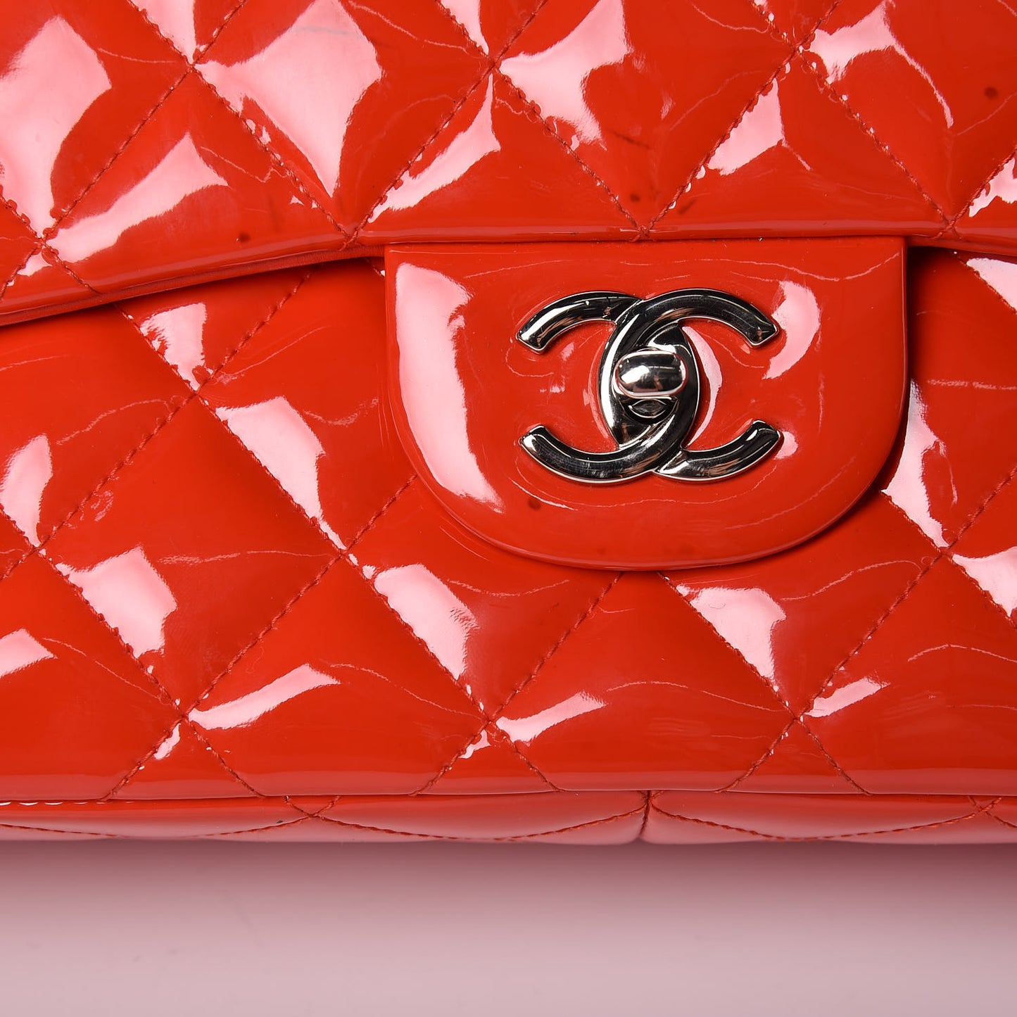 Patent Quilted Jumbo Double Flap Red