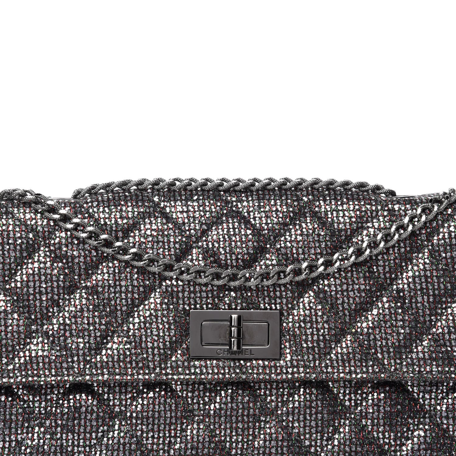 Chanel Crystal Quilted Mademoiselle Reissue 2.55 Flap Dark Silver 10 of 10