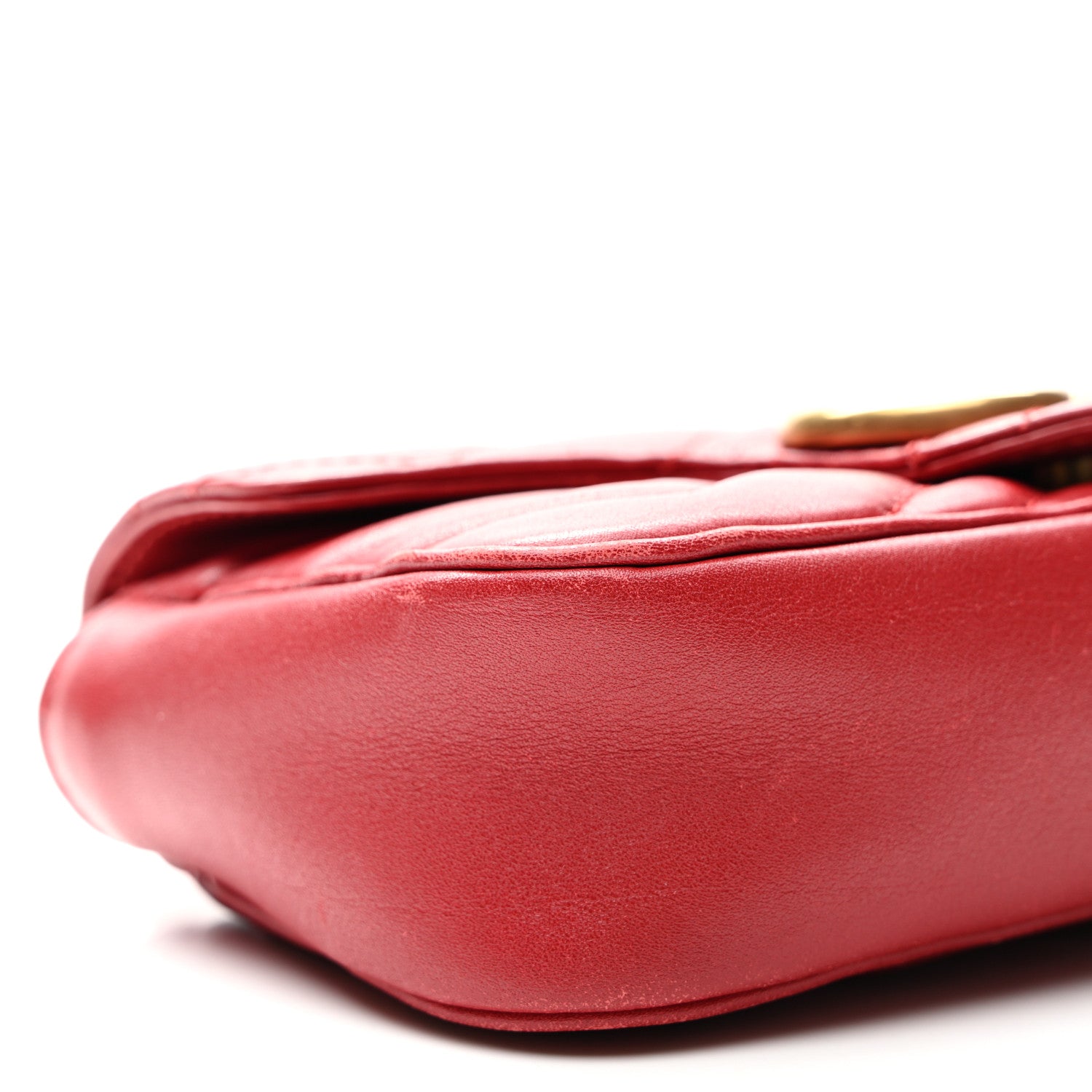Gucci Calfskin Matelasse Super Mini GG Marmont Shoulder Bag Hibiscus Red 9 of 11