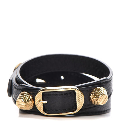 Balenciaga Agneau Arena Classic Hardware Triple Tour Giant Gold M Bracelet Black 1 of 12