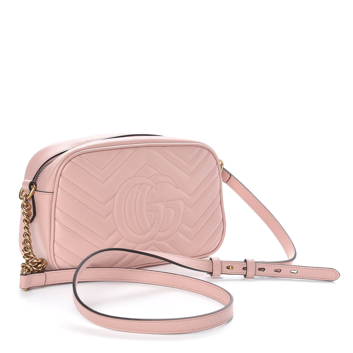 Gucci Calfskin Matelasse Small GG Marmont Chain Shoulder Bag Perfect Pink 3 of 7
