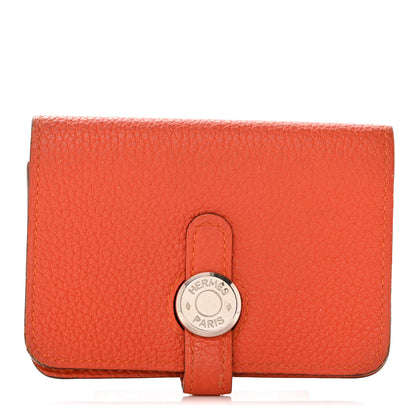 Hermes Togo Dogon Card Case Key Holder Orange 1 of 11