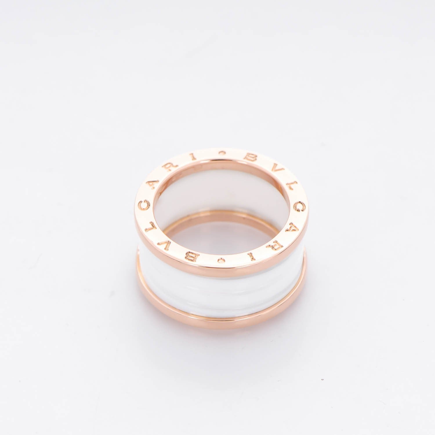 Bulgari 18K Rose Gold White Ceramic B.Zero1 Four-Band Ring 57 8 4 of 7