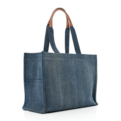 Celine Denim Large Thais Cabas Navy Tan 2 of 9