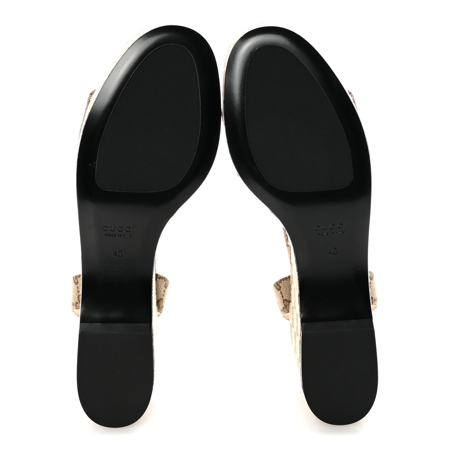 Monogram Nappa Chalotte Horsebit Ankle Strap 75mm Flatform Sandals 40 Beige Ebony