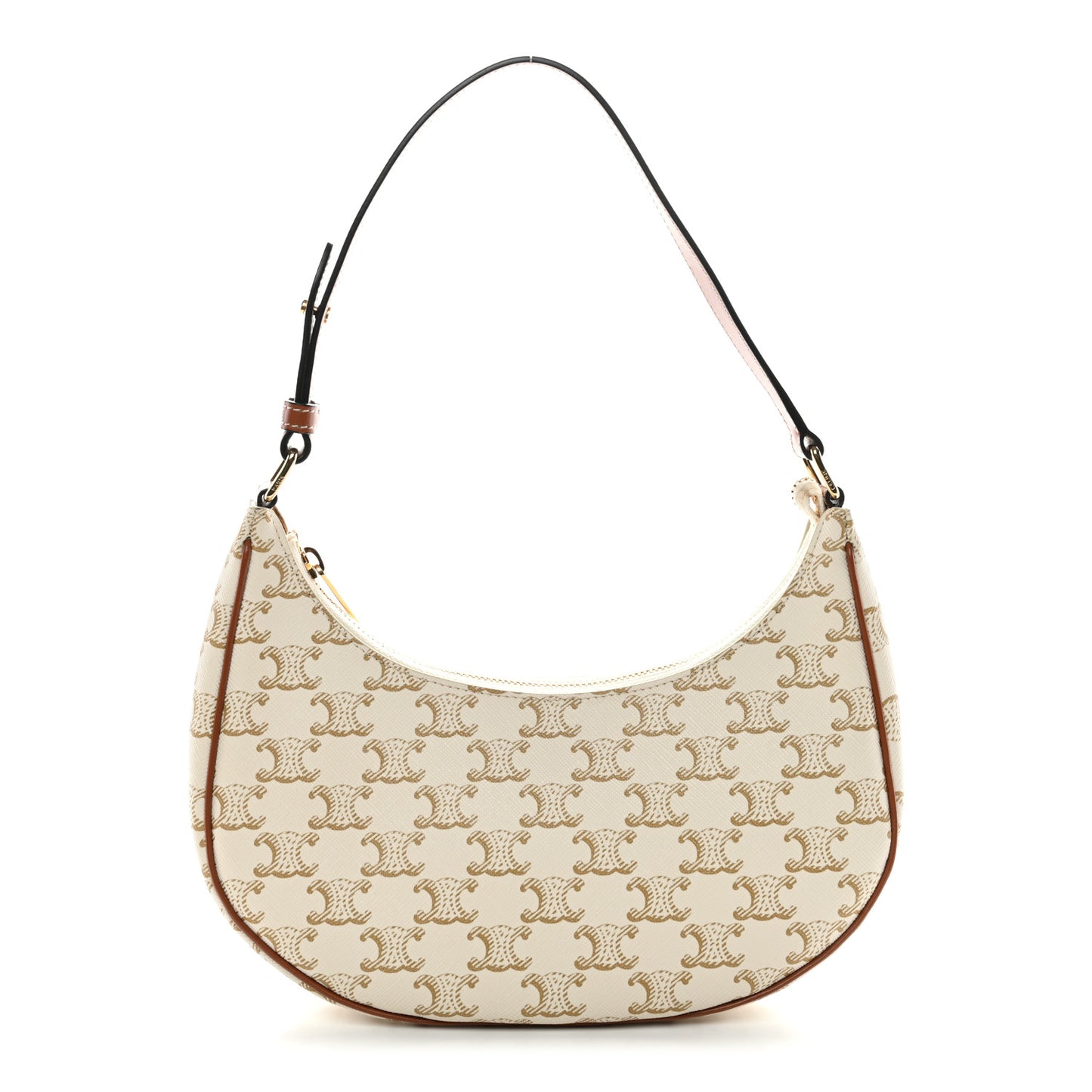 Canvas Calfskin Ava Triomphe Shoulder Bag White