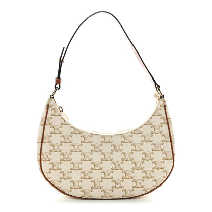 Celine Canvas Calfskin Ava Triomphe Shoulder Bag White 1 of 10