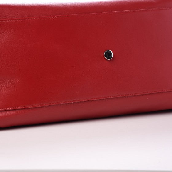 Calfskin Suede Stud Reversible Shopper Tote Red