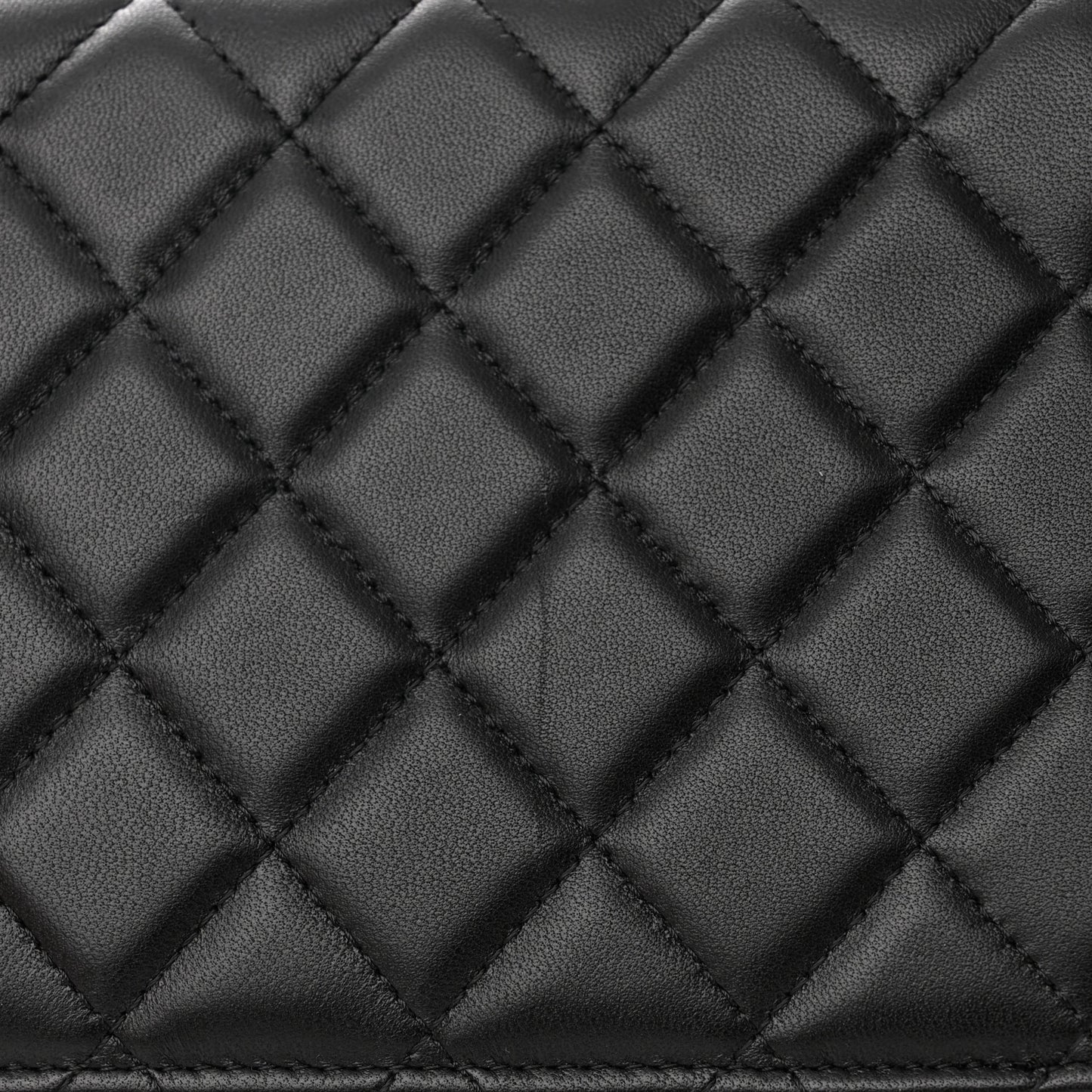 Lambskin Quilted Trendy CC Wallet On Chain WOC So Black