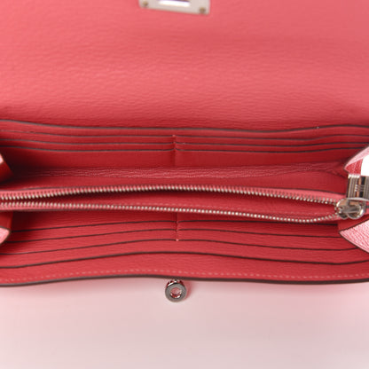 Hermes Chevre Mysore Kelly Longue Wallet Rose Lipstick 5 of 10