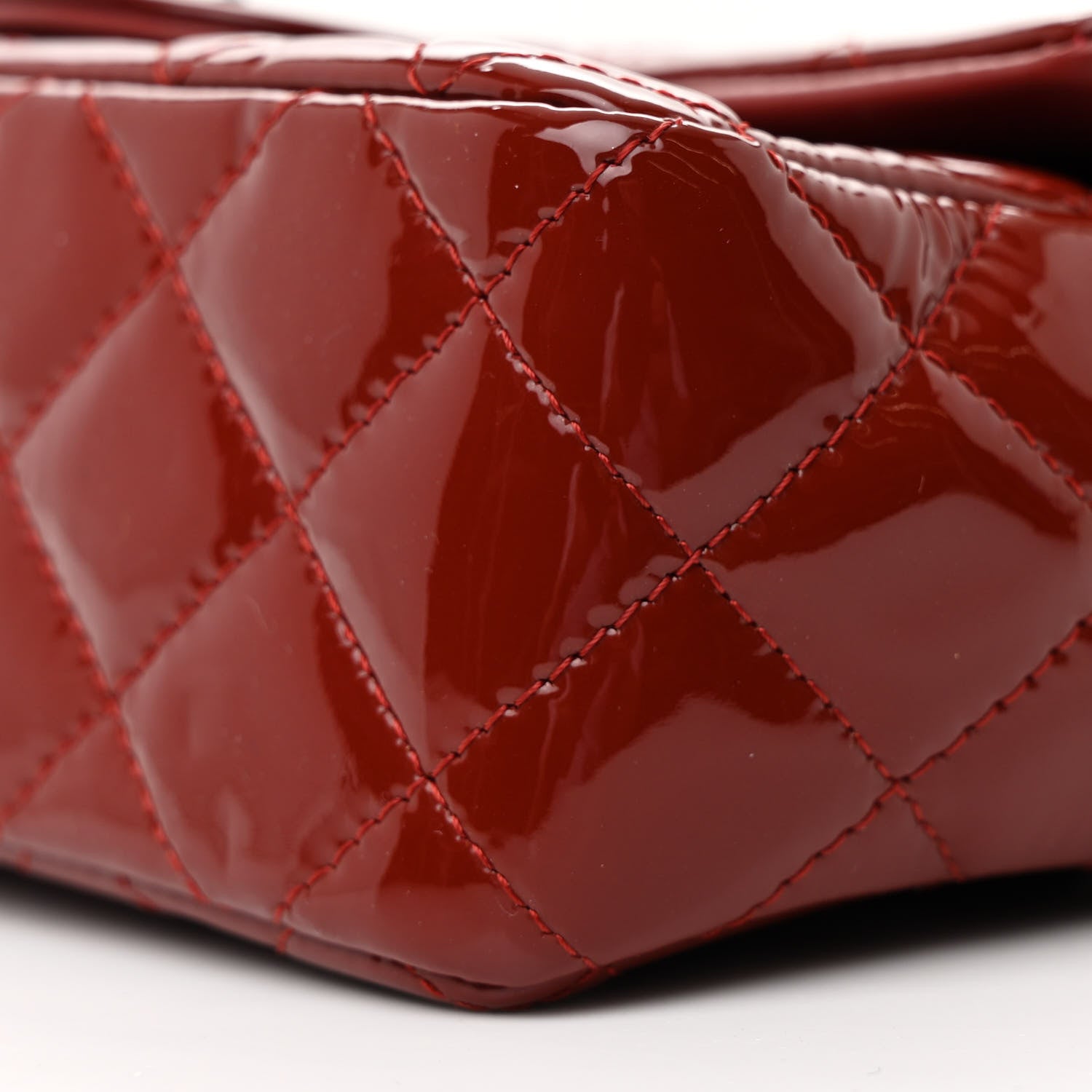 Chanel Patent Calfskin Quilted Mini Rectangular Flap Dark Red 10 of 14
