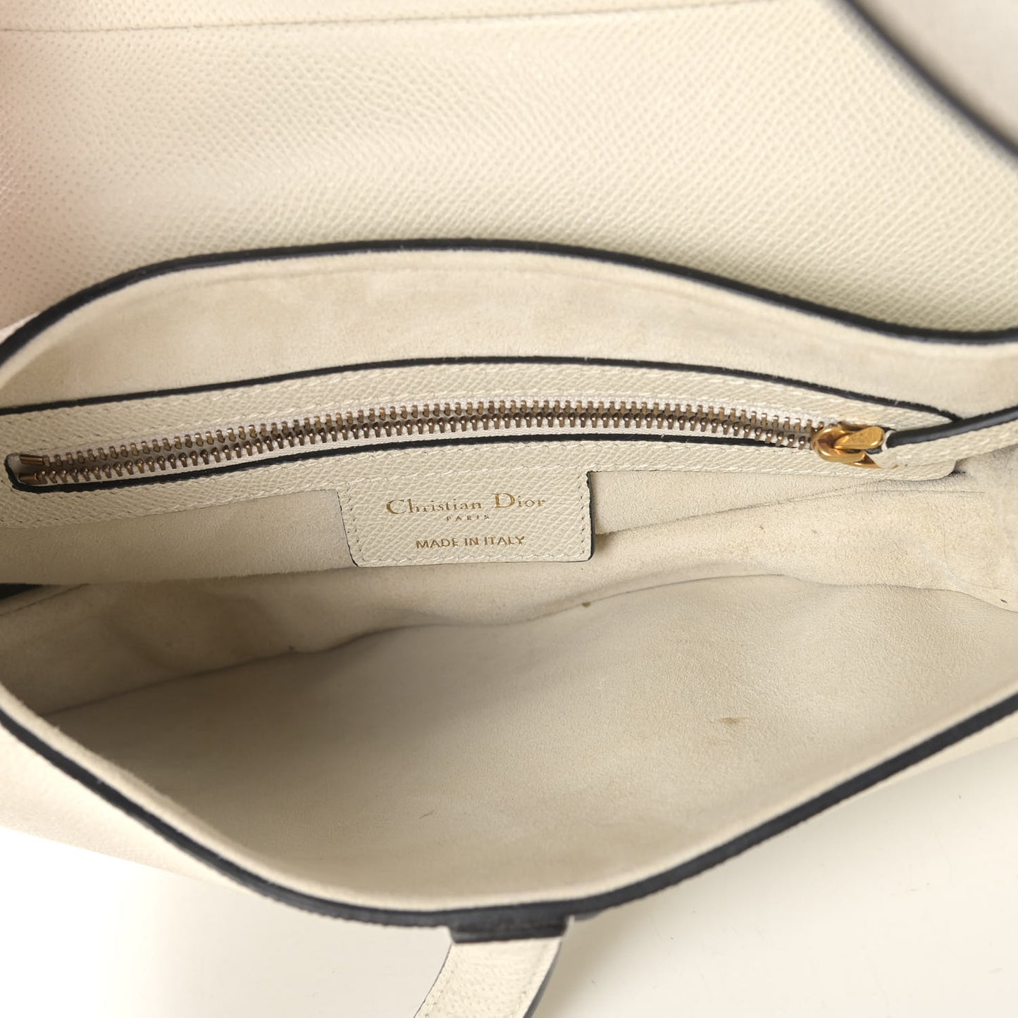 Grained Calfskin Saddle Bag White