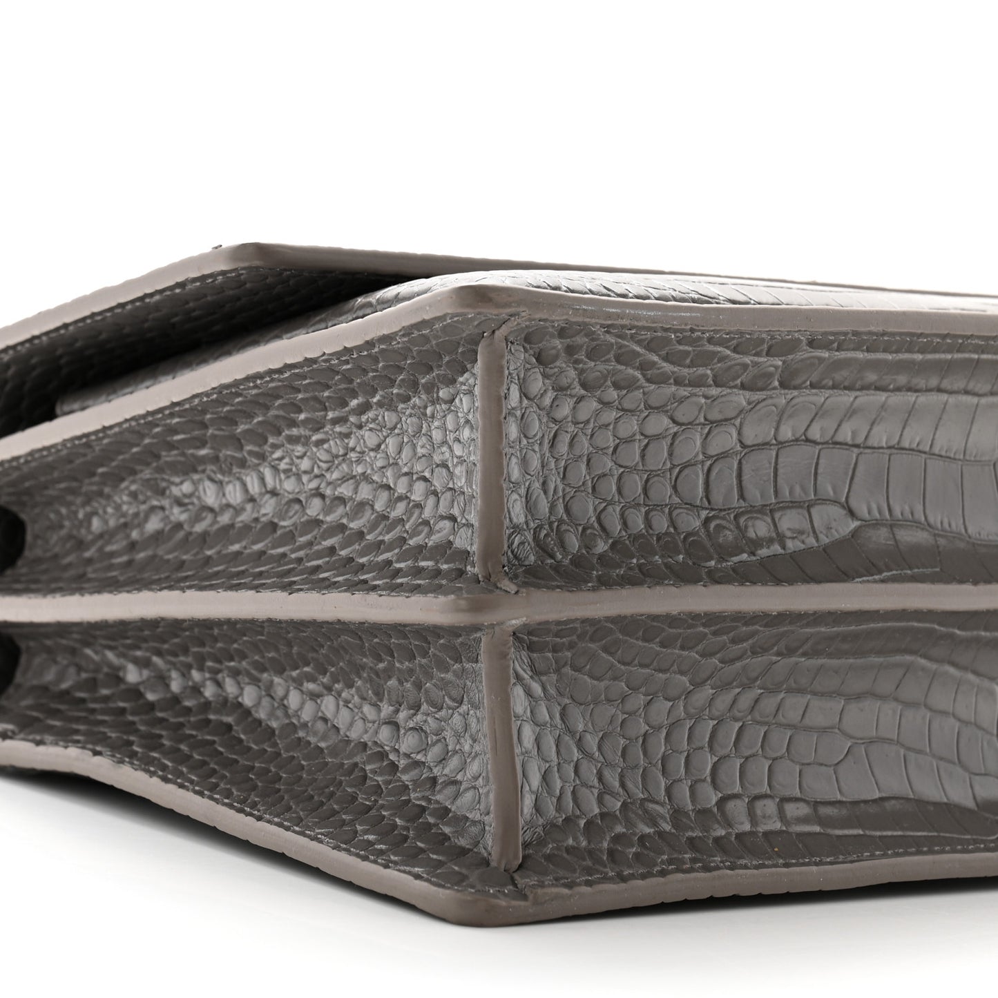 Calfskin Crocodile Embossed Large Monogram Sunset Fog