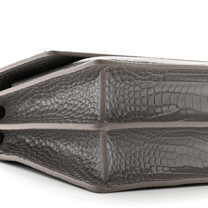 Saint Laurent Calfskin Crocodile Embossed Large Monogram Sunset Fog 11 of 12