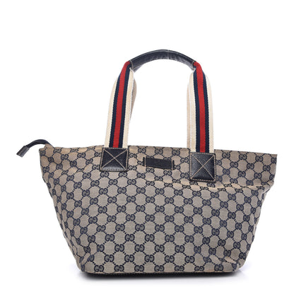 Gucci GG Monogram Medium Web Handle Bucket Tote Navy Blue 1 of 9