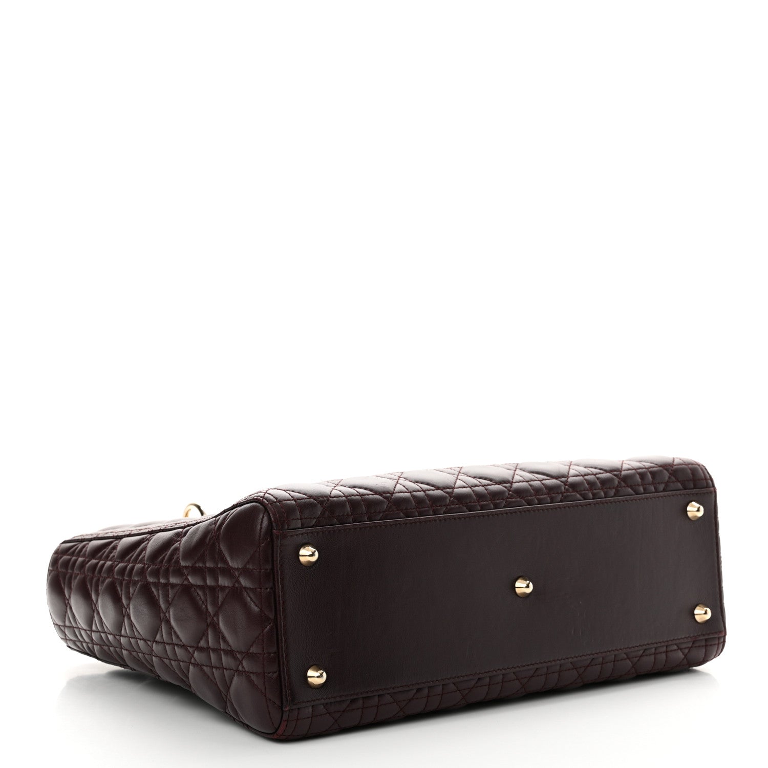 Christian Dior Lambskin Cannage Large Lady Dior Burgundy 4 of 13