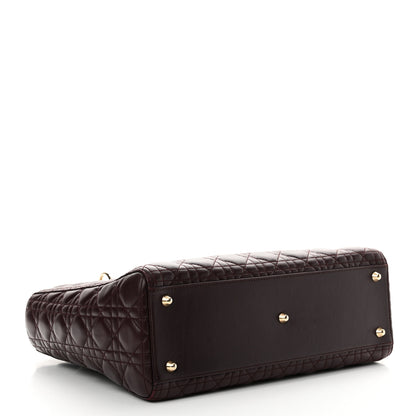 Christian Dior Lambskin Cannage Large Lady Dior Burgundy 4 of 13