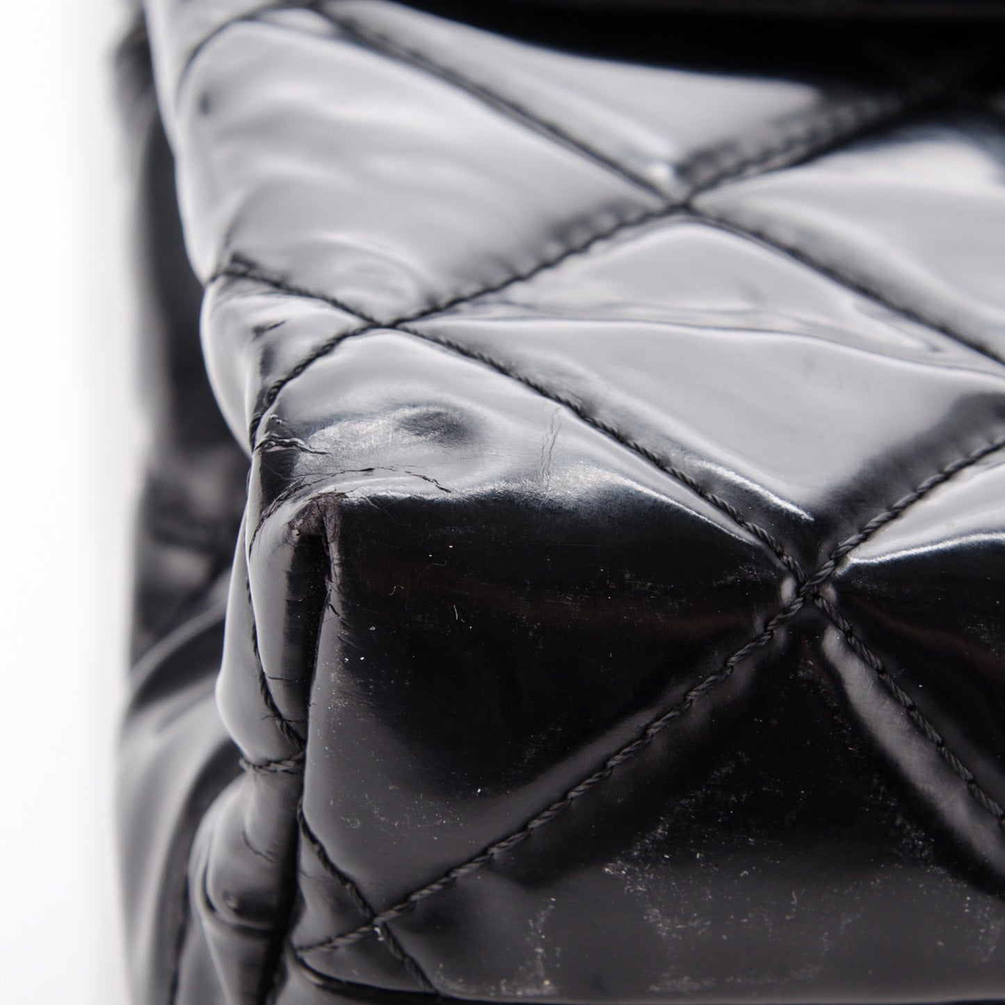 Vinyl Quilted In the Business Flap Bag Black