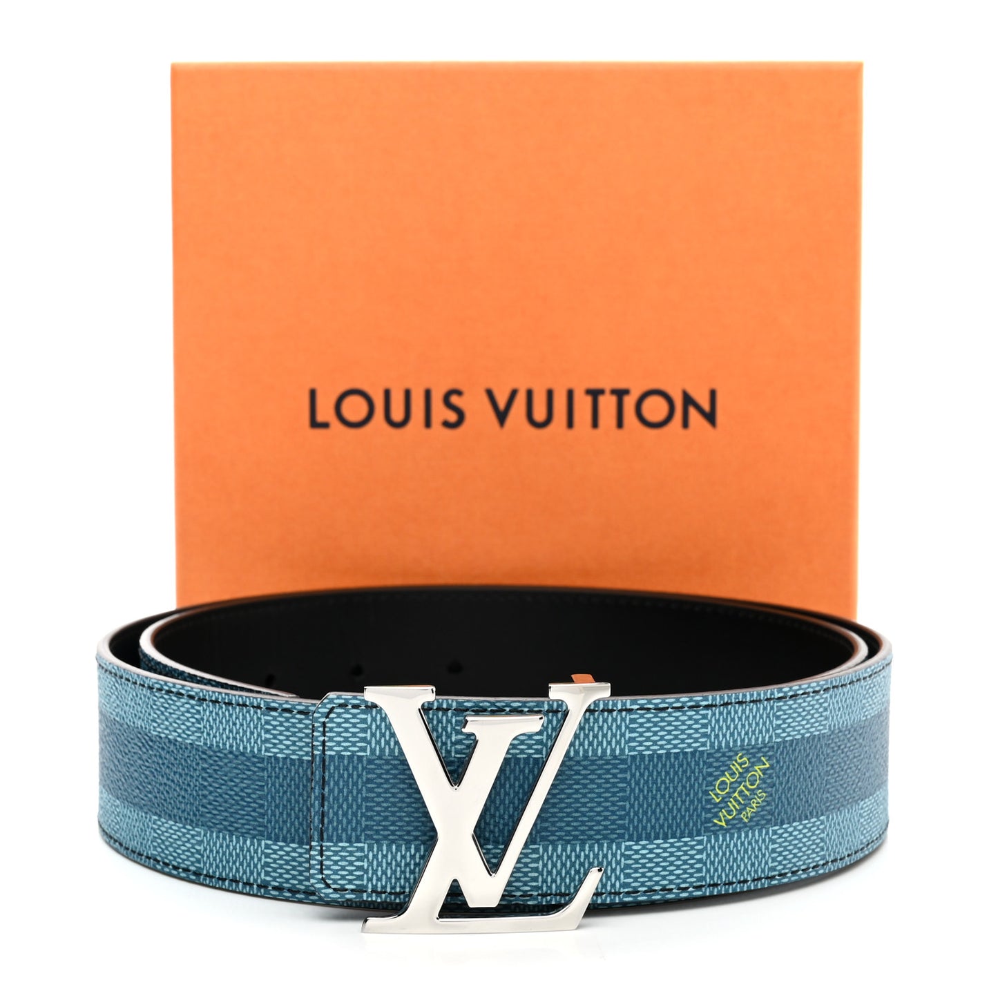 Damier Stripes 40MM LV Initiales Reversible Belt 85/34 Sky Blue