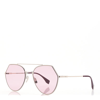 Fendi Metal Geometric FF Sunglasses FF 0194/S Silver Pink 1 of 7