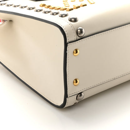 Gucci Calfskin Studded Loved Small Diana Tote Bag Mystic White Hibiscus Red 9 of 10